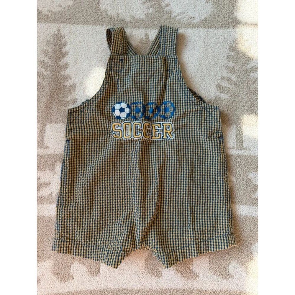 Vintage Okie Dokie Baby Overalls Soccer Print Size 12 Months